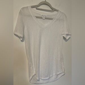 Athleta Soft White semi sheer V-Neck Tee Women’s Small